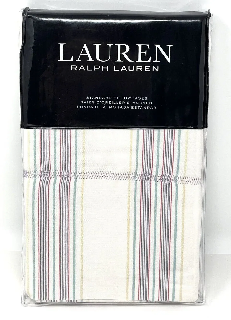 Ralph Lauren Claudia Stripe Standard Pillowcases 2 Cream Multi Pair Set